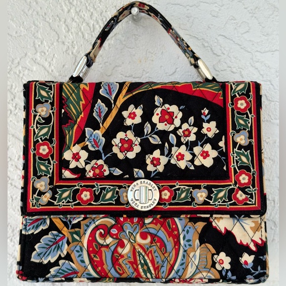 Vera Bradley Julia Versailles Turn Lock Flap Satchel Crossbody Matching Wallet - Picture 2 of 16